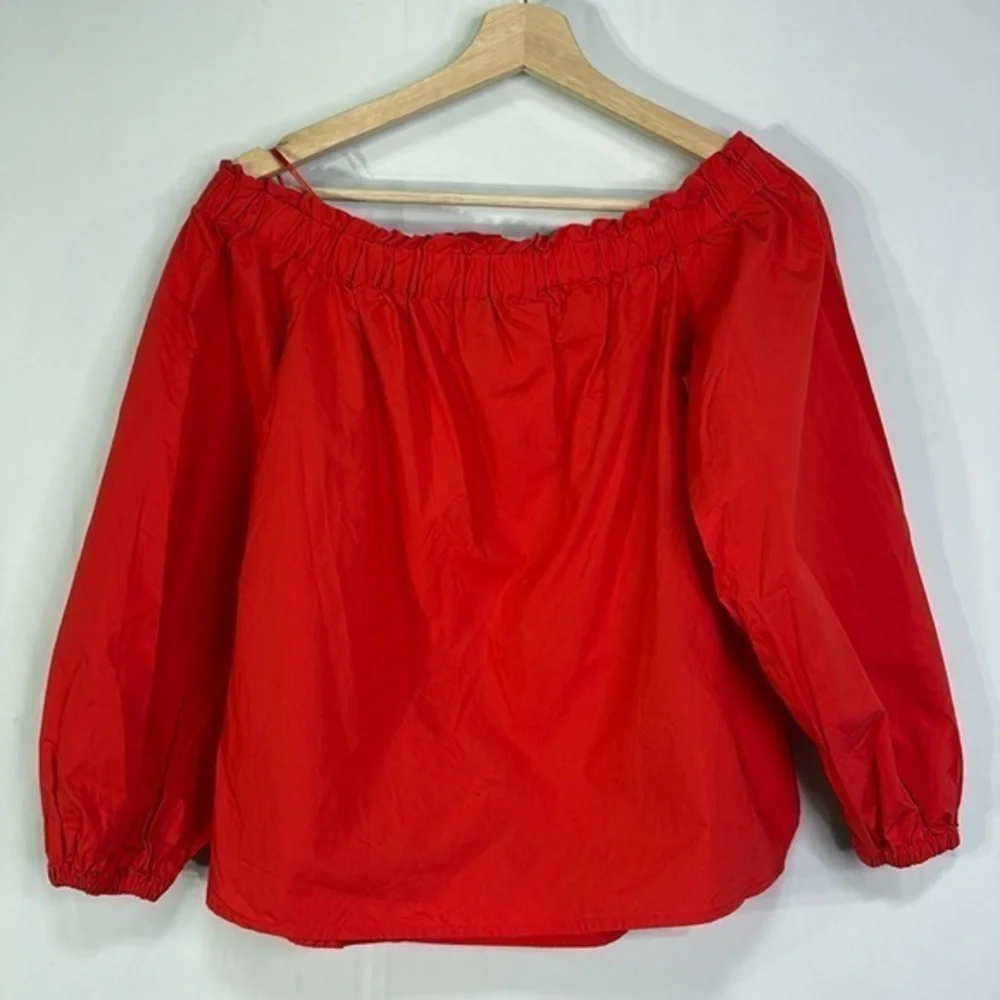 🌽 J.Crew, coral cotton off the shoulder blouse G2654